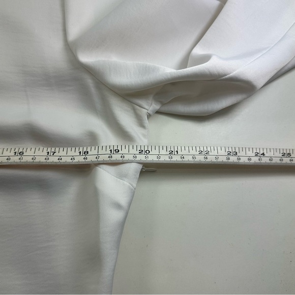 Style Benetton Combo Dress Women’s Medium White Satin Top Gray Skirt Belted - Picture 7 of 10